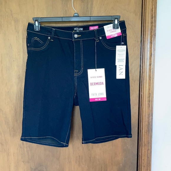 Faith Jeans high rise skinny Bermuda jean short 18W - Picture 3 of 17